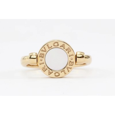 BVLGARI 18K ROSE GOLD FLIP RING SET W/MOTHER OF PEARL AND PAVE DIAMONDS