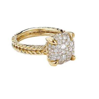 David Yurman Chatelaine Ring in 18k Yellow Gold with Full PavÃ© Diamonds