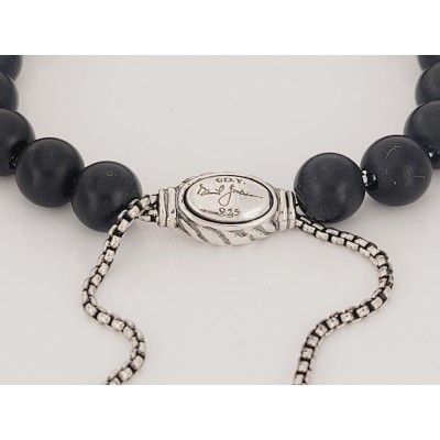 David Yurman  Black onyx Sterling Silver Spiritual bead bracelet 8mm