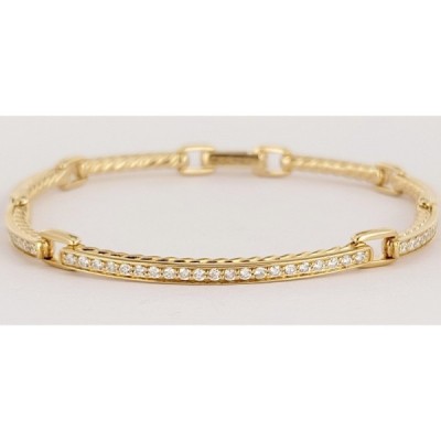 David Yurman Petite Pave Link Bracelet with Diamonds in 18K Gold, Size S