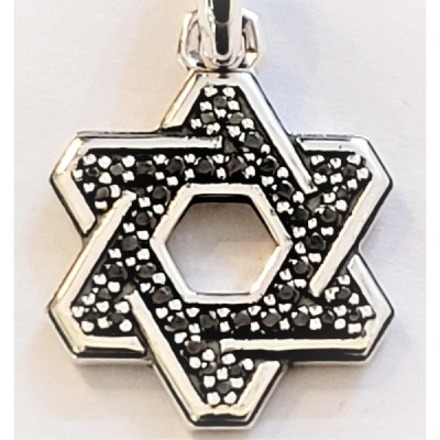 David yurman Deco Star of David Pendant Sterling Silver with Black Diamonds, 19.8mm