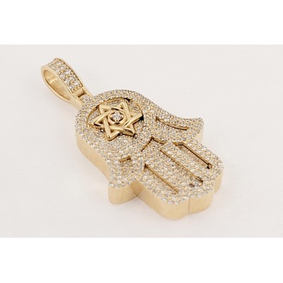 Hand-made pendant  in 14K Yellow Gold with Diamonds 1.90ct