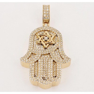 Hand-made pendant  in 14K Yellow Gold with Diamonds 1.90ct