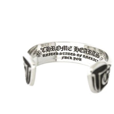 Chrome Hearts Scroll Label Cuff Silver Bracelet 90.18G