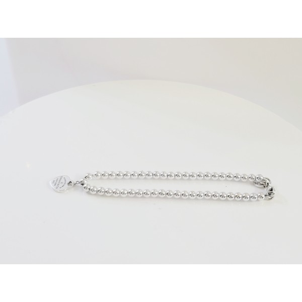 Return to TiffanyÂ® Heart Tag Bead Bracelet in Silver with a Diamond, 4 mm