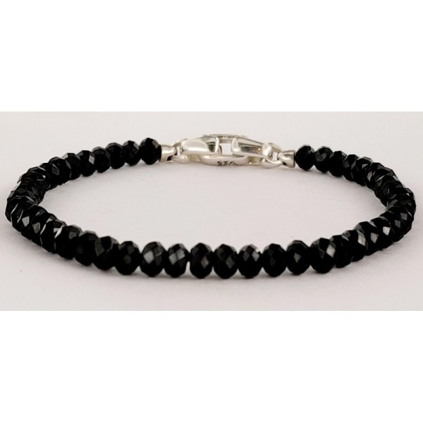 David Yurman Spiritual Beads Faceted Bracelet Sterling Silver with Black Spinel, 5mm