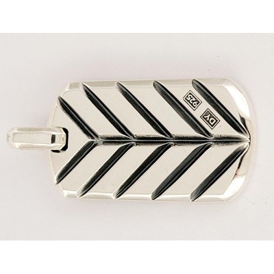 David Yurman Chevron Tag Sterling Silver with Rainbow PavÃ© diamonds