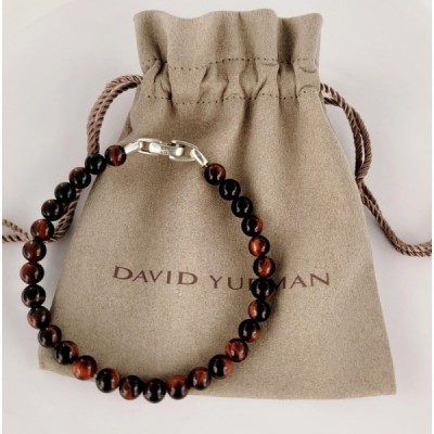 David Yurman Men's Spiritual Beads Bracelet with Tiger's Eye and Silver 6mm