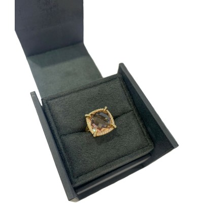 David Yurman Yellow Gold Chatelaine Ring Morganite 14mm