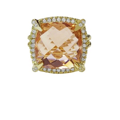 David Yurman Yellow Gold Chatelaine Ring Morganite 14mm