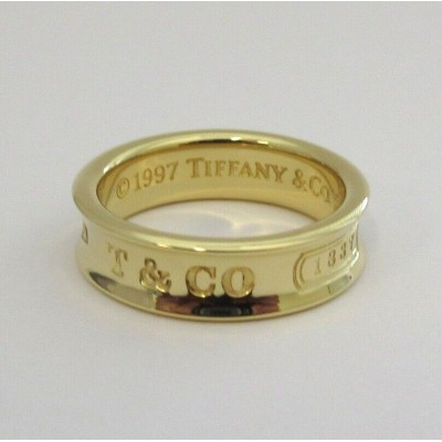 TIFFANY & Co. 18K Yellow Gold 6mm 1837  Ring 8.25