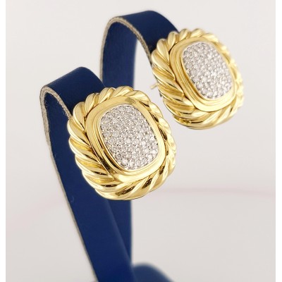 David Yurman Diamond Earrings in 18K Yellow Gold