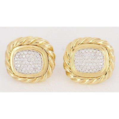 David Yurman Diamond Earrings in 18K Yellow Gold