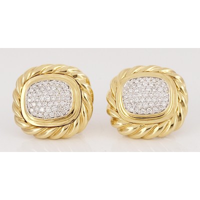 David Yurman Diamond Earrings in 18K Yellow Gold