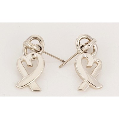 TIFFANY & CO. STERLING SILVER PICASSO LOVING HEART DANGLE EARRINGS