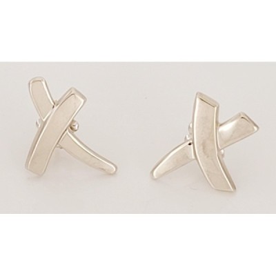 Tiffany & Co. Sterling Silver Kiss Cross Women's  Earrings 925