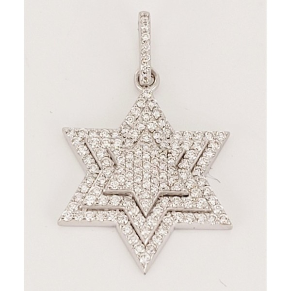 Star Shape  Pendant in 14 k white Gold  with Diamonds