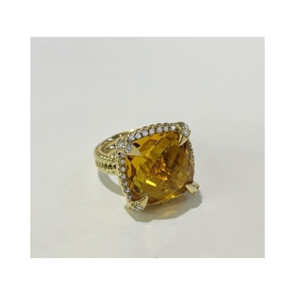 David Yurman Yellow Gold Chatelaine Ring Citrine 9mm