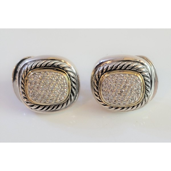 David Yurman Two-Tone Diamond Albion Earclips