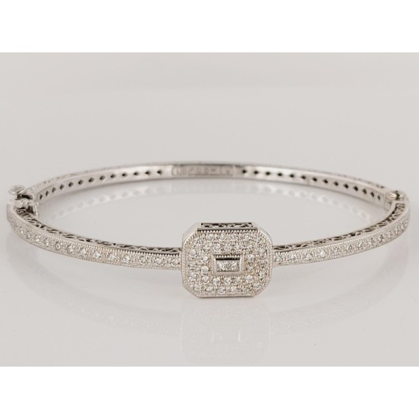 Charriol Blanche Flamme Collection 18 Karat White Gold Diamond Bangle Bracelet