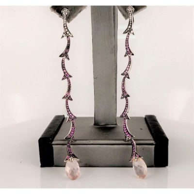 Stephen Webster 18K Rose Quartz, Sapphire & Diamond Drop Earrings X