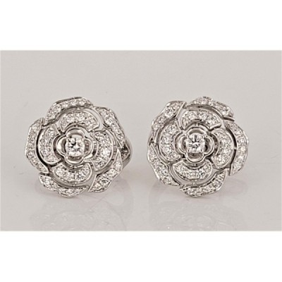 BOUTON DE CAMÃ‰LIA EARRINGS 18K white gold, with diamonds