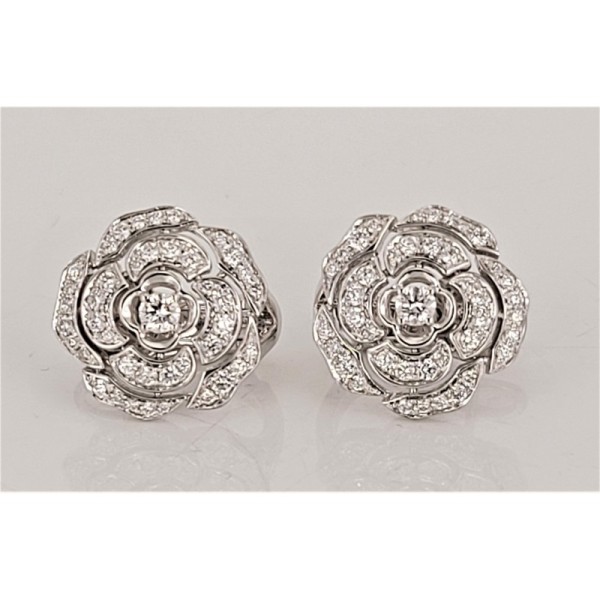 BOUTON DE CAMÃ‰LIA EARRINGS 18K white gold, with diamonds