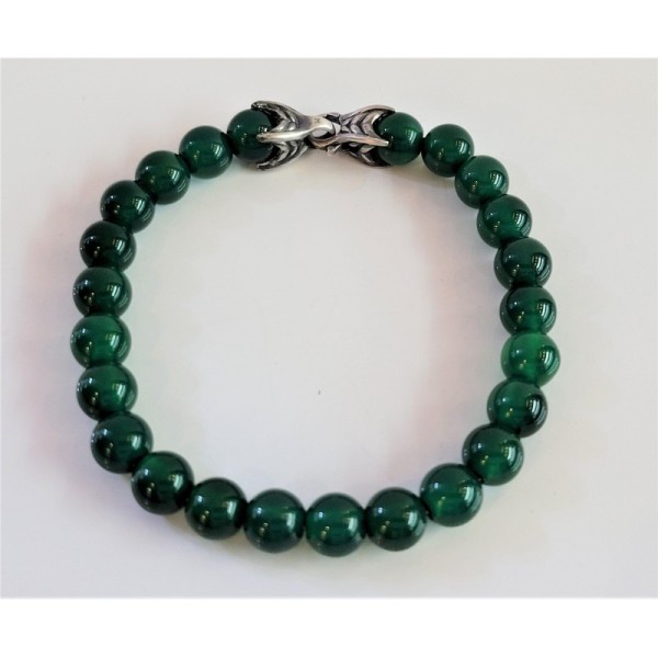 David Yurman Green Onyx Sterling Silver Spiritual Bead Bracelet 8mm