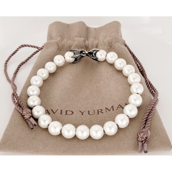 David Yurman Spiritual freshwater pearl beaded  bracelet in Sterling Silver