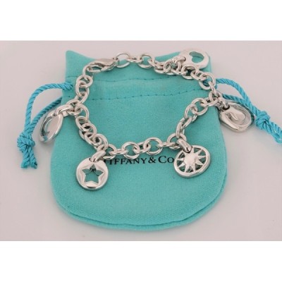 Tiffany & Co Silver Heart Sun Star Moon Horseshoe Charm Bracelet