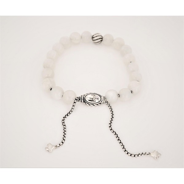 David Yurman  Spiritual Sterling silver  white Bead bracelet 8mm