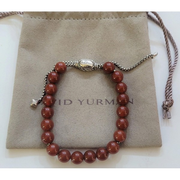 David Yurman sterling silver carnelian sliding clasp spiritual bead bracelet