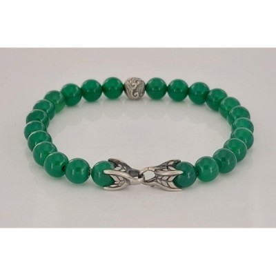 David Yurman Green Onyx Sterling Silver Spiritual Bead Bracelet 8mm