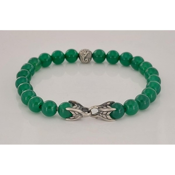 David Yurman Green Onyx Sterling Silver Spiritual Bead Bracelet 8mm