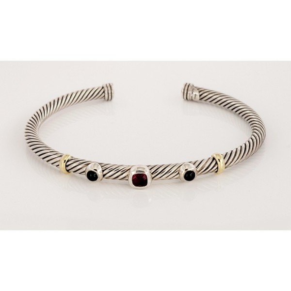 David Yurman 18K Gold & Silver  Cable Classic Renaissance Red Garnet Onyx 4mm