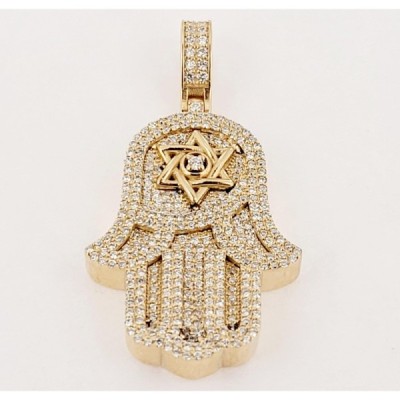 Hand-made pendant  in 14K Yellow Gold with Diamonds 1.90ct