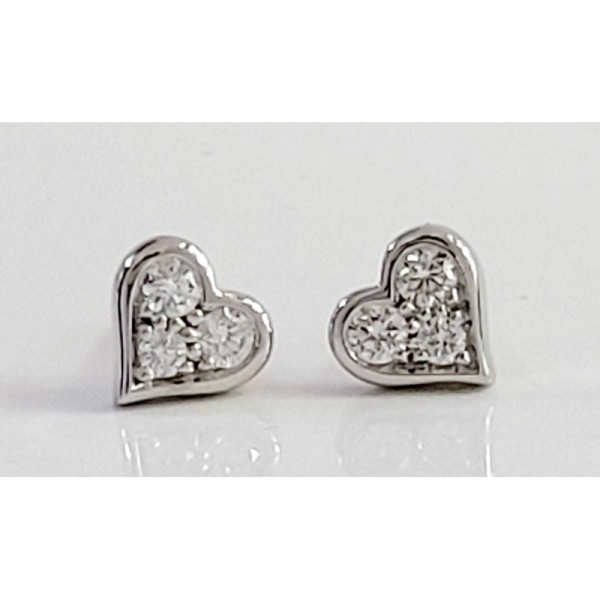 Tiffany & Co. Diamond Heart Platinum Stud Earrings