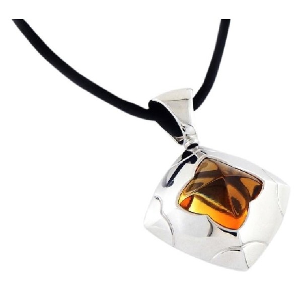 Bvlgari Estate 18k. White Gold Piramide Citrine Pendant