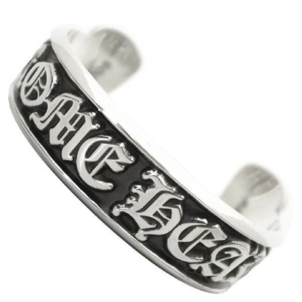 Chrome Hearts Silver Scroll Label Cuff Bangle