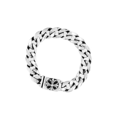 Chrome Hearts Silver Sterling Cross Button Chain Bracelet