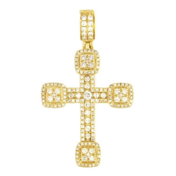 Custom Made Yellow Gold Diamond Cross Pendant