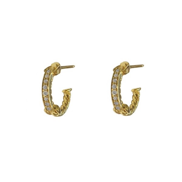 David Yurman Petite PavÃ© Hoop Earrings in 18K Yellow Gold With Diamonds