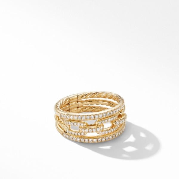 David Yurman Stax Three-Row Chain Link Ring