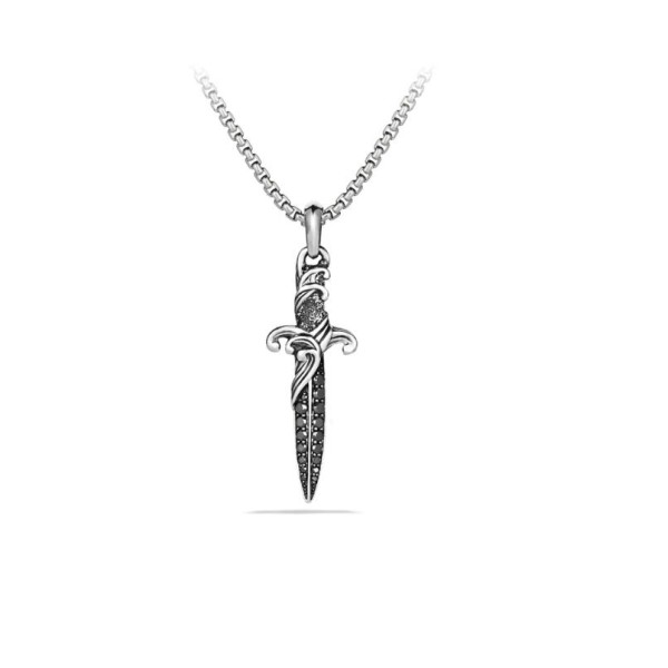 David Yurman Sterling Silver Pendant With Black Diamonds