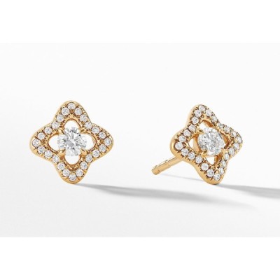 David Yurman Venetian Quatrefoil Earrings With Diamonds in 18K Gold