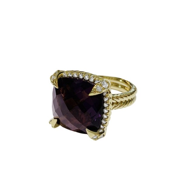 David Yurman Yellow Gold Chatelaine Ring Amethyst 14mm