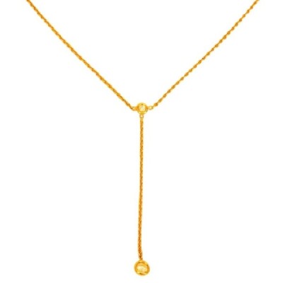 Dior Gold Christian Soumission Yellow With 2 Diamonds Necklace