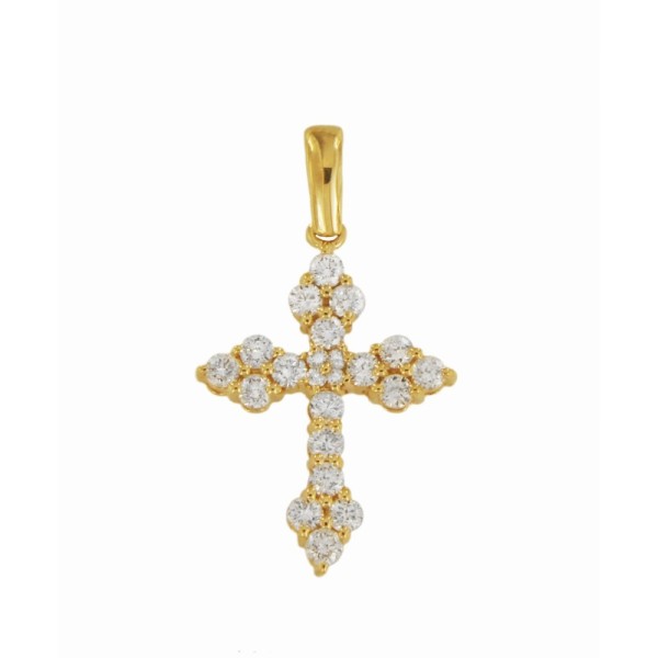 Elegant 14k Yellow Gold Cross With Diamonds