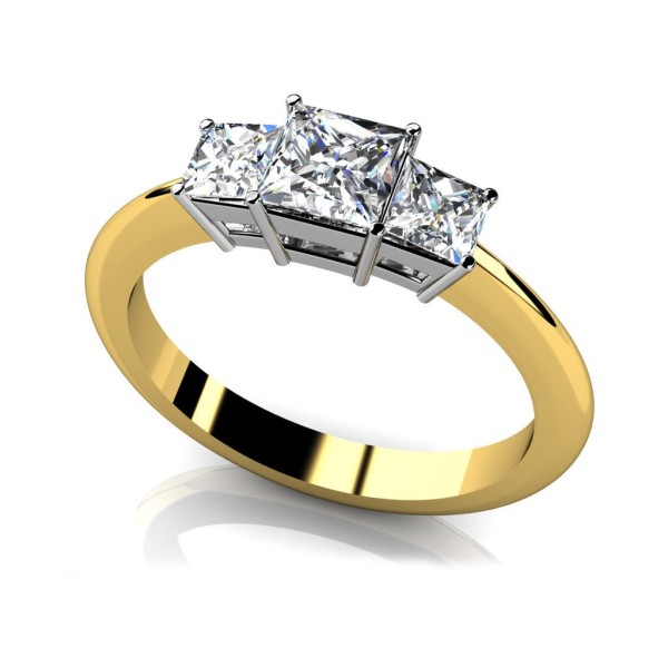 Glamorous Princess Cut 3-Stone Engagement Ring