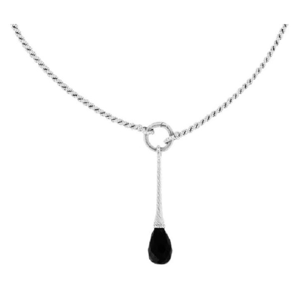 Judith Ripka Silver/Black Onyx Faceted Drop Necklace